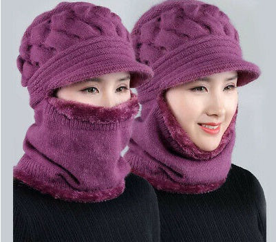 Women's Warm Soft Single Coloured Crochet Casual Woolen Knitted Cap